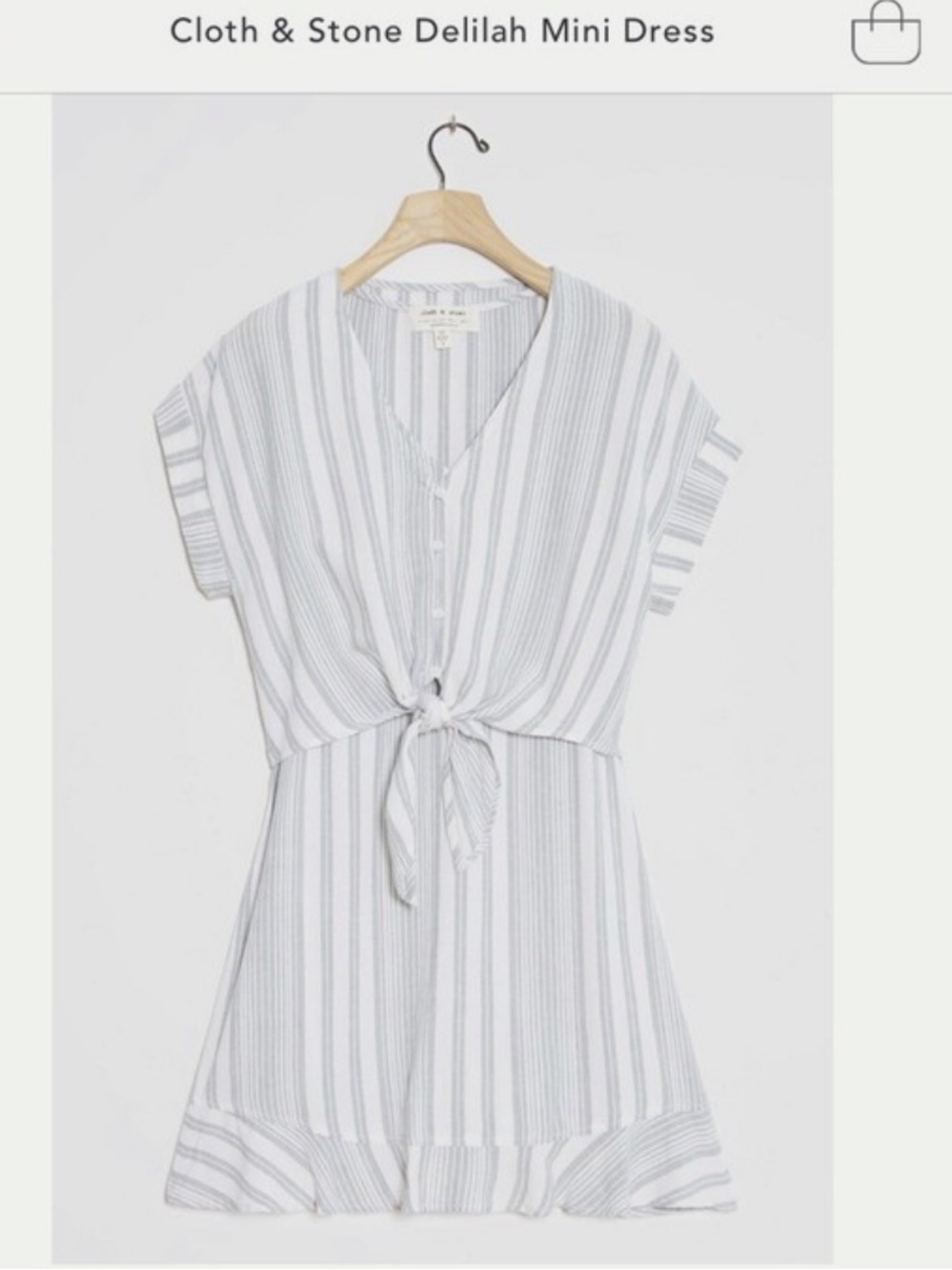 Cloth & Stone Delilah Mini Grey and White Striped Dress